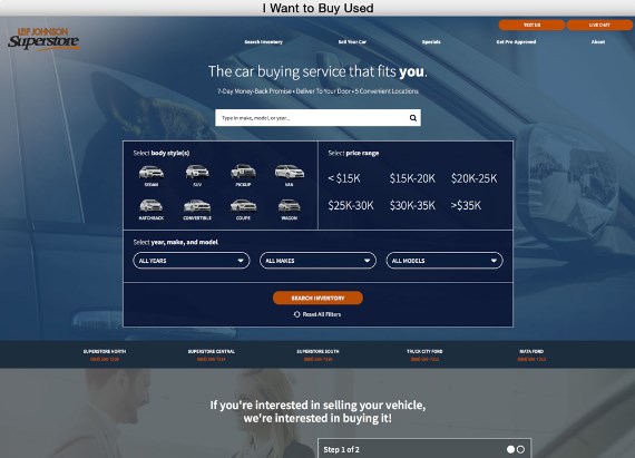 Used Car Dealer Website - IWantToBuyUsed.com